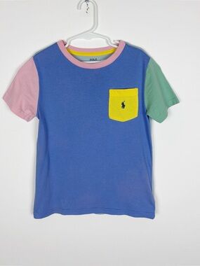 Polo Ralph Lauren Color Blocked Cotton Pocket Tee Boys Size 6